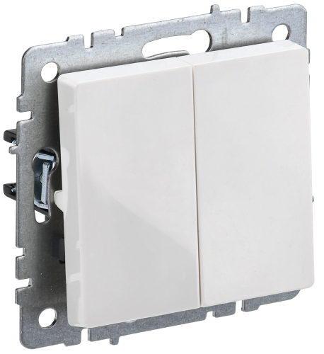 Выключатель 2-клавишный проходной 10А ВС10-2-6-БрБ белый BRITE IEK