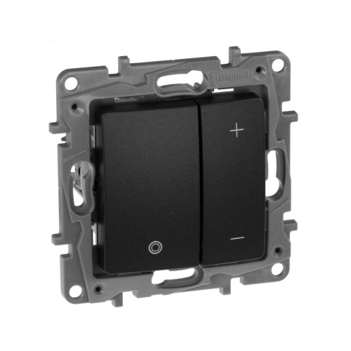 Светорегулятор нажимной универсальный LED 400Вт без нейтрали антрацит ETIKA