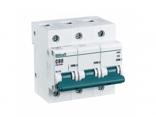 Автоматический выключатель ВА-201 3P 80А C 10кА DEKraft