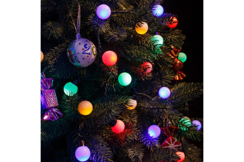 Гирлянда Шарики Ø30мм, 5м, темно-зеленый ПВХ, 25 диодов, цвет RGB