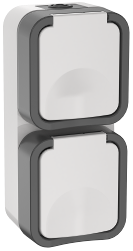 Розетка 2-местная вертикальная 16А IP55 TS232 серо-белый TORS IEK