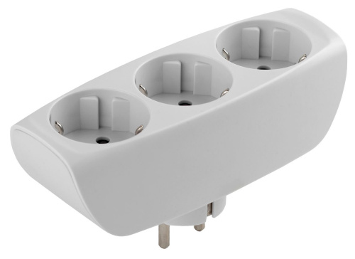 Тройник 3гн,с заземл, со шторками белый ЭРА SP-3e-W