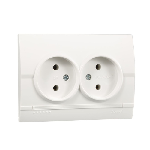 Розетка двойная б/з керамика белый DERIY 