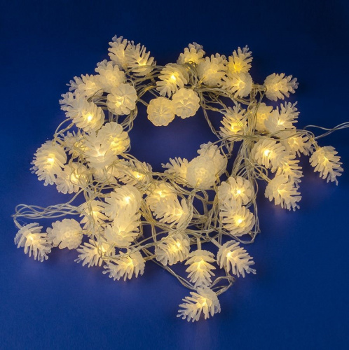 Гирлянда светодиодная «Шишки», 5м. 50 светодиодов. Теплый белый свет. Провод прозрачный. ULD-S0500-0