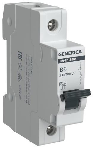Автоматический выключатель ВА47-29М 1P 6А 4,5кА B GENERICA