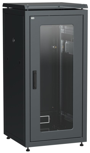LINEA N Шкаф сетевой 19" 28U 600х800мм стеклянная передняя дверь черный ITK