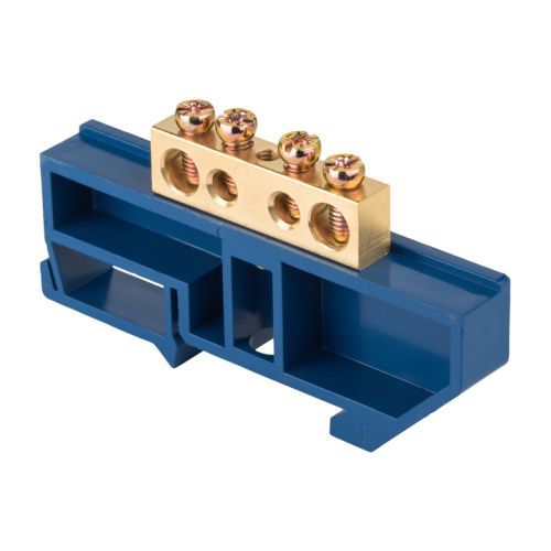 Шина "0" N (8x12мм) 4 отверстия латунь синий изолятор на DIN-рейку EKF PROxima