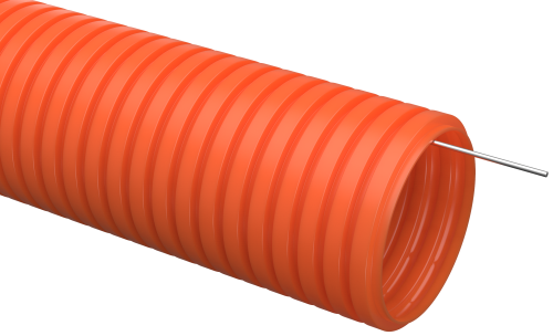Труба гофрированная ПНД тяж. с пр.-25 мм оранж. (50м)