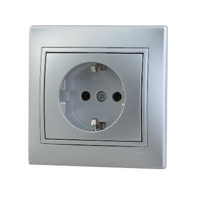 Розетка с/з керамика металлик серый MIRA 