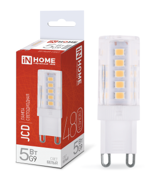 Лампа светодиодная LED-JCD 5Вт 230В G9 4000K 480Лм IN HOME 