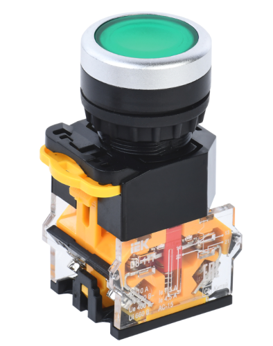 Кнопка управления D8-11T d=22мм 1NO+1NC с фиксацией зеленая IEK