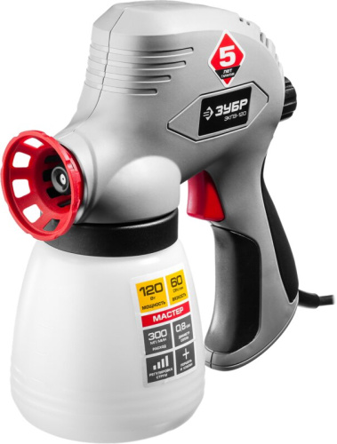 Краскопульт ЗУБР "МАСТЕР" электрический,краскоперенос 300 мл/мин, вязкость краски 60 DIN,0,8л,120Вт