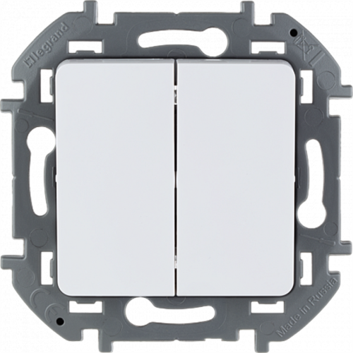 Переключатель 2-клавишный схема 6/2 10А безвинтовое крепление белый INSPIRIA