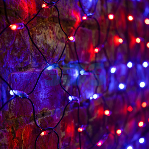 Гирлянда светодиодная Сеть 2х1,5м 288 LED КРАСНЫЙ/СИНИЙ черный ПВХ IP65 свечение с динамикой 230В ко
