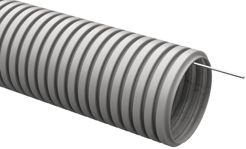 Труба ПВХ гибкая гофрированная д.25мм, лёгкая с протяжкой, 50м, цвет серый DKC