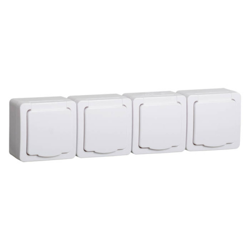 Розетка 4-местная для открытой установки РСб24-3-ГПБб с з/к IP54 ГЕРМЕС PLUS белый