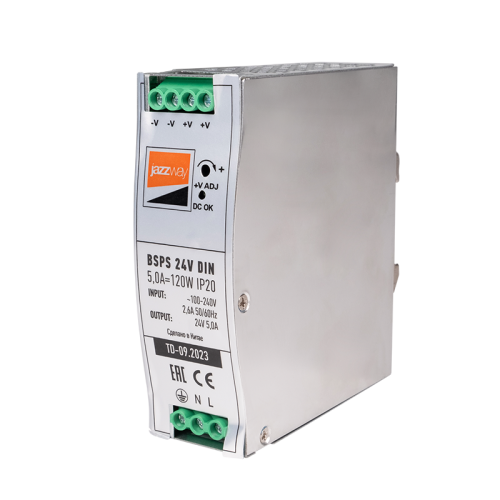 Блок питания (драйвер) BSPS DIN 24V 5.0A=120w IP20 AL 3г.гар на дин.рейку Jazzway