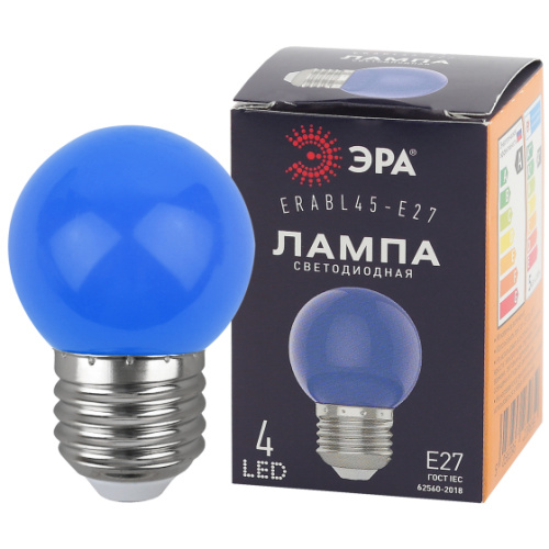 Лампочка светодиодная ЭРА STD ERABL45-E27 E27 / E27 1Вт шар синий для белт-лайт 49573