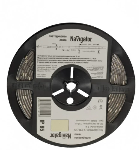 Светодиодная лента Navigator NLS-5050WW60-14.4-IP20-12V R5 тепл. белый