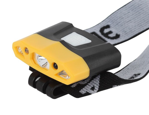 Фонарь налобный светодиодный ЭРА Рабочие GA-804 аккумуляторный яркий 4 режима желто-черный