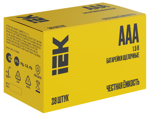 Батарейка щелочная Alkaline LR03/AAA (28/бокс) IEK