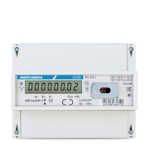 Счетчик СЕ300 R31 146-J 3-ф, однотарифный, 5(100), кл.точ. 1,D,ЖКИ,оптопорт
