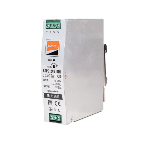 Блок питания (драйвер) BSPS DIN 24V 3.2A= 75w IP20 AL 3г.гар на дин.рейку Jazzway