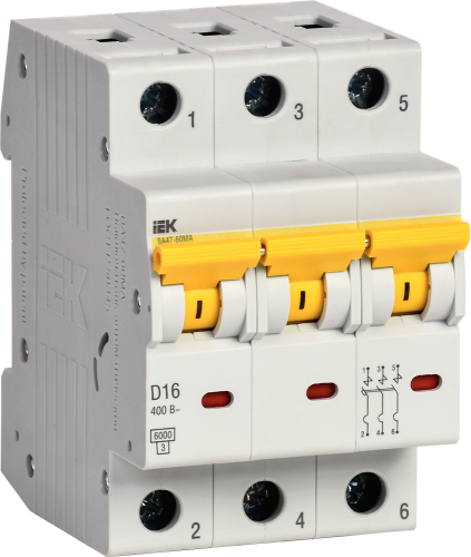 Выкл. авт. ВА47-60MA 3Р 16А 6кА D IEK