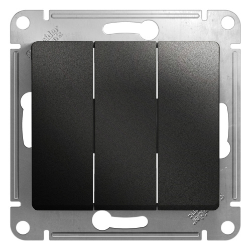 Выключатель 3-клавишный сх.1+1+1, 10АХ, механизм, АНТРАЦИТ GLOSSA