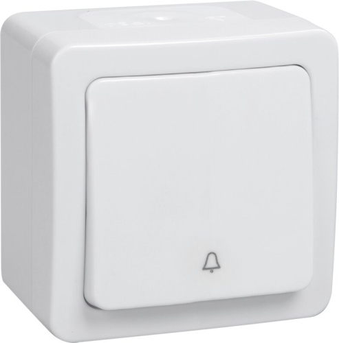 Выключатель 1-клавишный для открытой установки кнопочный ВСк20-1-0-ГПБ IP54 ГЕРМЕС PLUS цвет кл бел