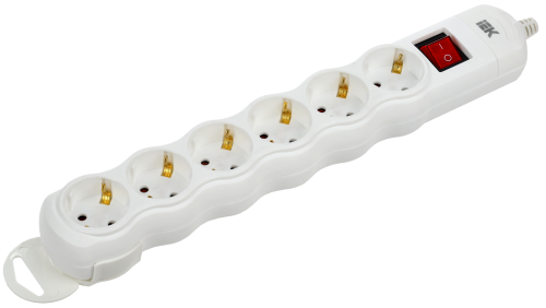 Розетка переносная разборная с выключателем РПр06В 6 мест IEK