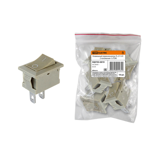 Клавишный переключатель YL-211-01 серый 2 положения 1з TDM