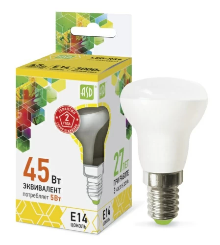 Лампа светодиодная LED-R39-standard 5Вт 230В E14 3000К 450Лм  ASD