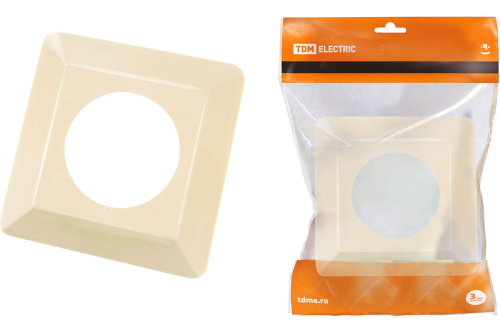 Одноместная защитная рамка для выключателей или розеток для защиты обоев 130х130 мм, сл. кость TDM