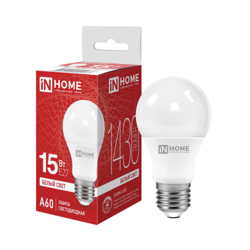 Лампа светодиодная LED-A60-VC 10Вт 230В Е27 6500К 950Лм IN HOME