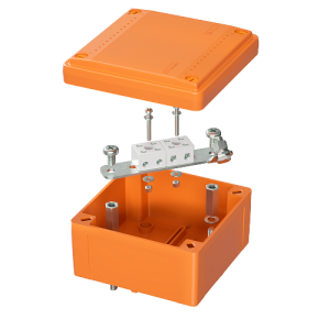 Коробка пластиковая FS с гладкими стенками и клеммниками, IP56, 100х100х50 мм, 4р, 450V, 6A, 4 мм2 D