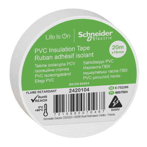 Изолента ПВХ 19ммХ20м Белая Schneider Electric