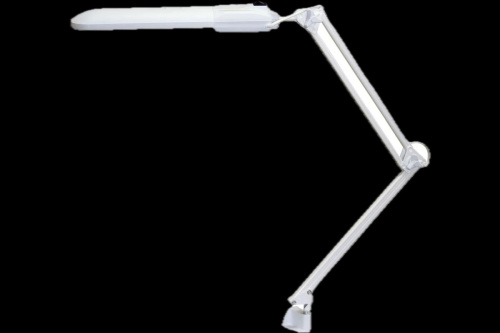 Светильник Дельта с АПП белый настольный 2G7, КЛЛ, 11Вт на струбцине