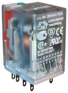 Реле R4N-2014-23-1220-WTLD 7А, 4СО, 220В пост., мех.инд., тест- кнопка, светодиод, выпрям. диод  