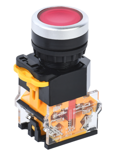 Кнопка управления D8-11T d=22мм 1NO+1NC с фиксацией красная IEK