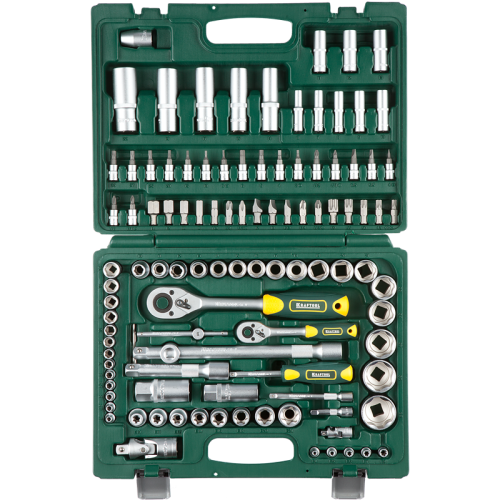 Набор KRAFTOOL "EXPERT QUALITAT": Торцовые головки "SUPER LOCK" с присоединит квадрат,1/2",1/4"