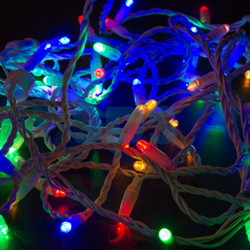 Гирлянда светодиодная Нить 10м 100 LED МУЛЬТИК бел ПВХ IP65 пост св 230В соед нужен блок 303-500-1