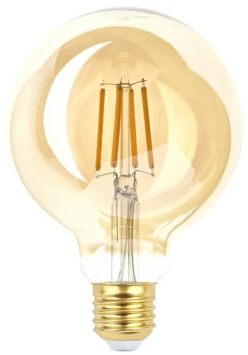 Лампа светодиодная F-LED G95-7W-824-E27 gold  ЭРА (филамент, шар зол, 7Вт, тепл, E27)