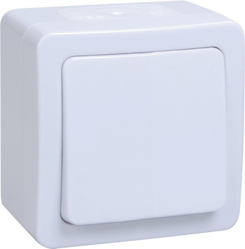 Выключатель 1-клавишный для открытой установки проходной ВСп20-1-0-ГПБ IP54 ГЕРМЕС PLUS цвет кл бел