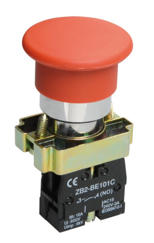 Кнопка управления LAY5-BC41"Грибок" без подсветки красная 1NO IEK