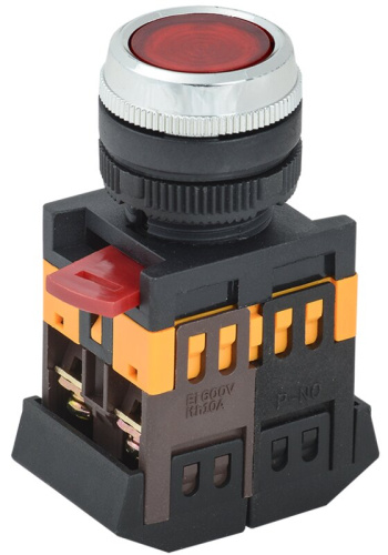 Кнопка ABLFS-22 красный d22мм неон/240В 1з+1р ИЭК