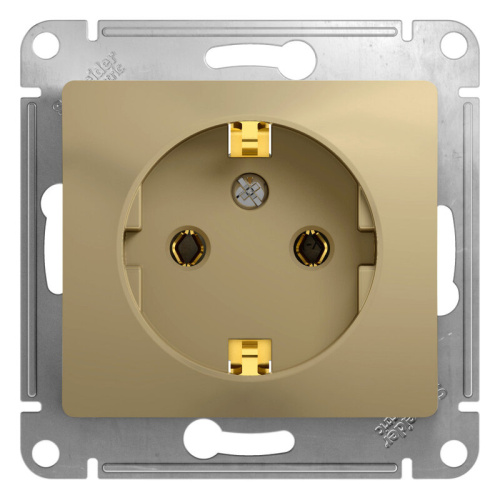 Розетка с заземлением без шторок, 16А, механизм, ТИТАН GLOSSA