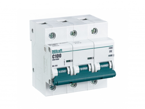 Автоматический выключатель ВА-201 3P 100А C 10кА DEKraft