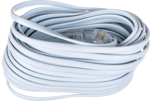 Шнур телефон-линия 20м (белый) 4-х жильный