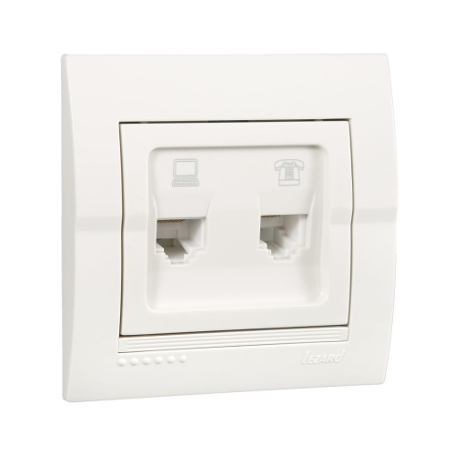 Розетка компьютер + телефон белый DERIY 